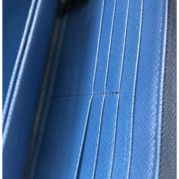 Prada Sapphire Saffiano Leather Zip around Wallet - Picture 12 of 13